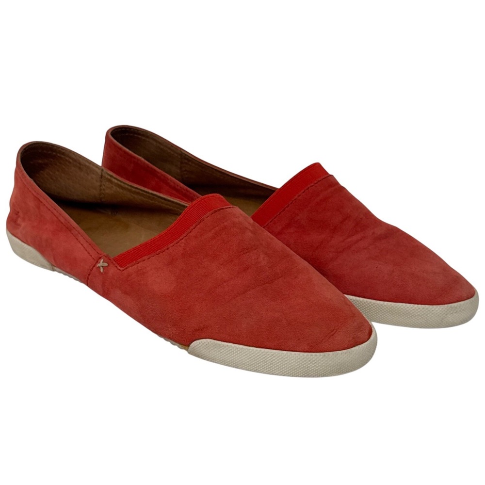 Frye Melanie Shoes Size 10 Red Suede Flats Leather Slip On Casual Comfort